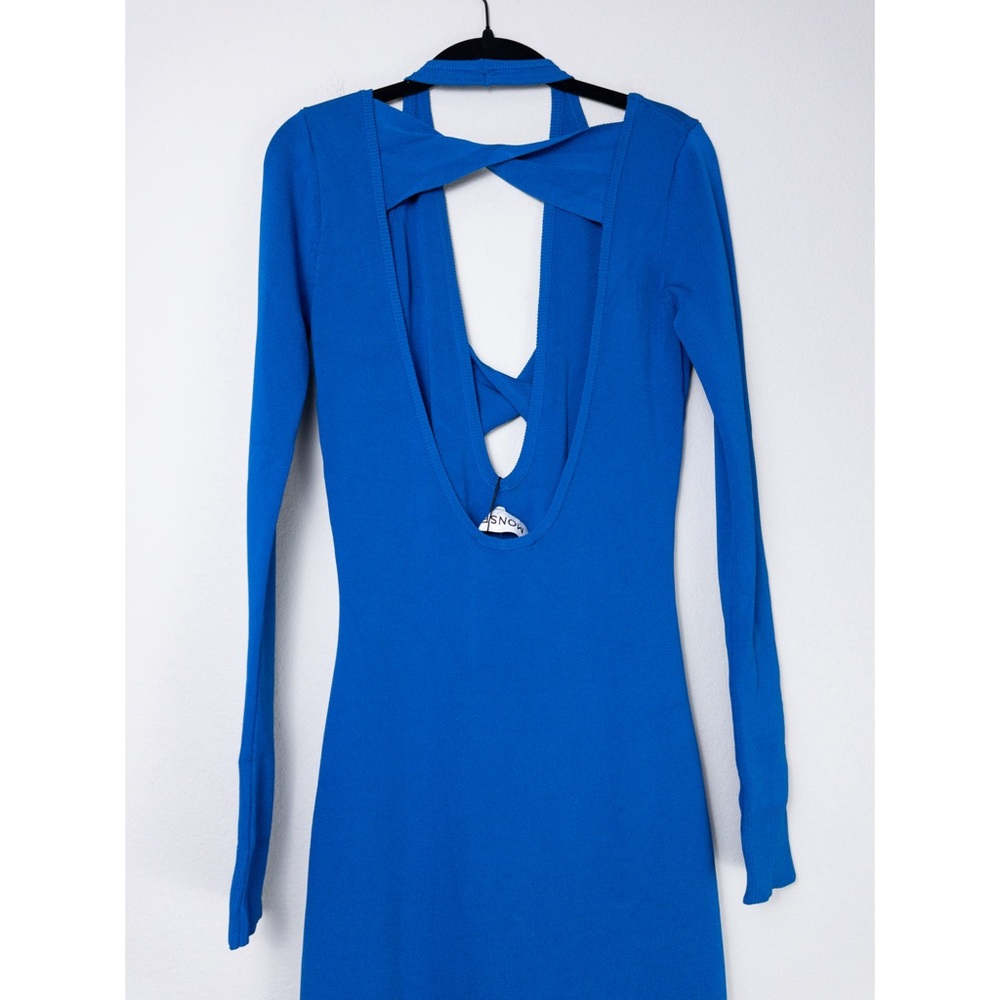 MONSE Royal Blue Long Sleeve Midi Dress with Open Back - Picture 11 of 15